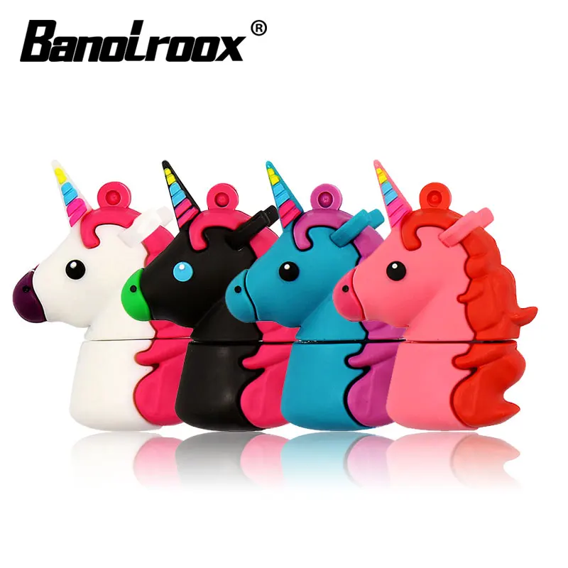 Флэш накопитель с реальной емкостью usb 64 ГБ 32 Милая Конская Флэшка мультяшный