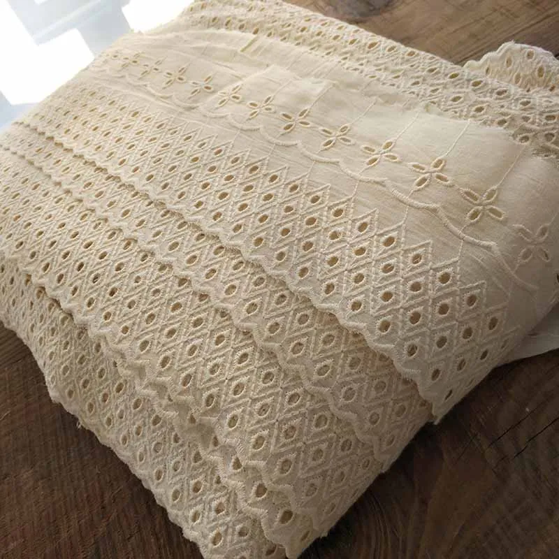 11 см 3 м/лот бежевая вышитая кружевная ткань с вырезами в форме сетки занавеска