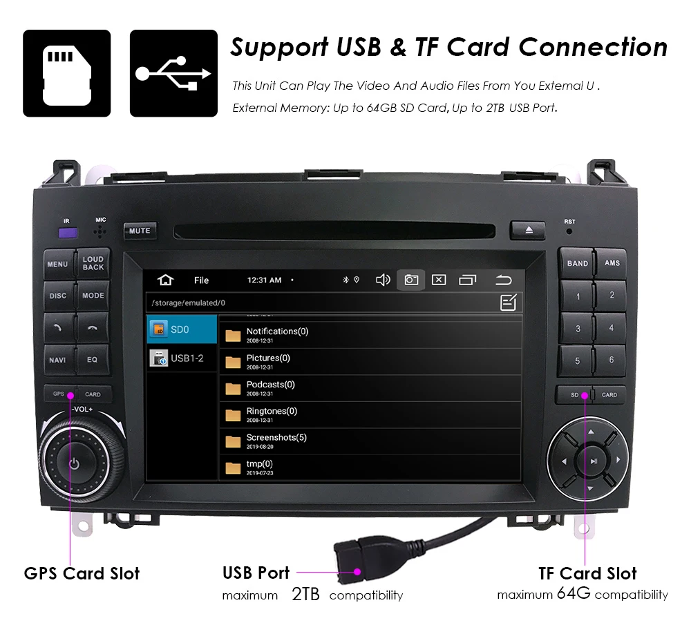 2din Android9.0 CarDVD gps головное устройство для Mercedes Benz B200 A B Class W169 W245 Viano Vito W639 Sprinter W906 4G Bluetooth радио