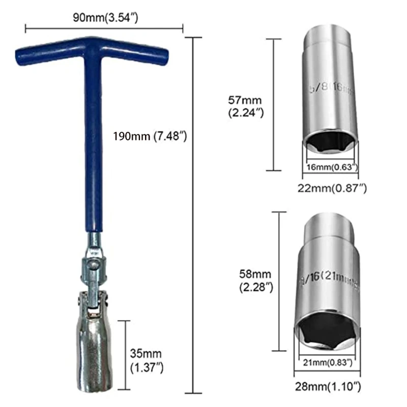 

N84F 16mm 21mm Socket Flexible Joint Spark Plug Socket T-Handle Non-slip Socket Wrench