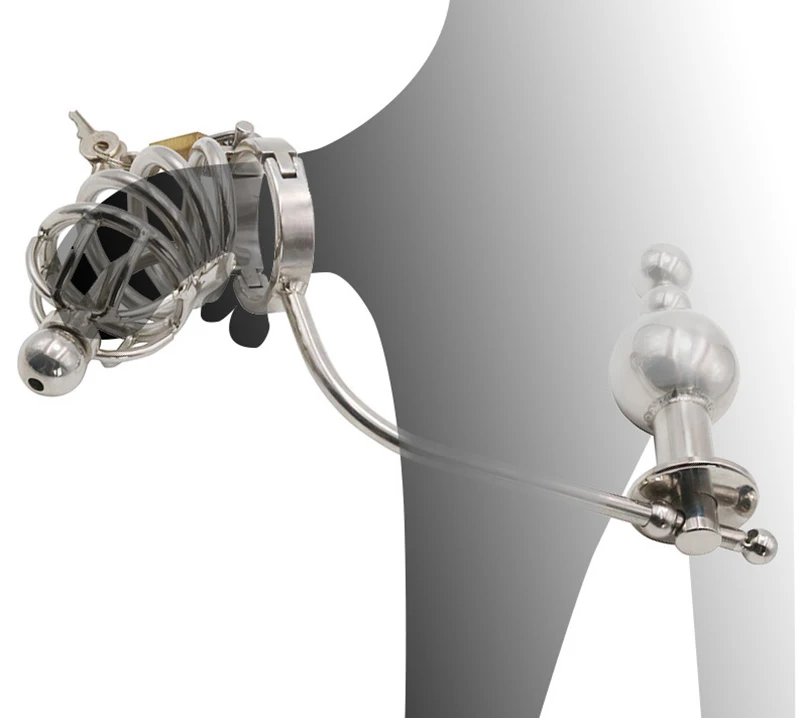 Клетка для пениса из нержавеющей стали кольцо с анальной пробкой анальные бусины