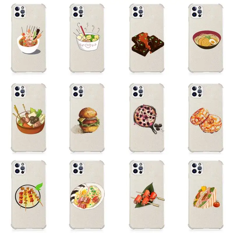 

delicious food Phone Case Lambskin Leather For iphone 12 11 8 7 6 XR X XS PLUS MINI PLUS PRO MAX Shockproof