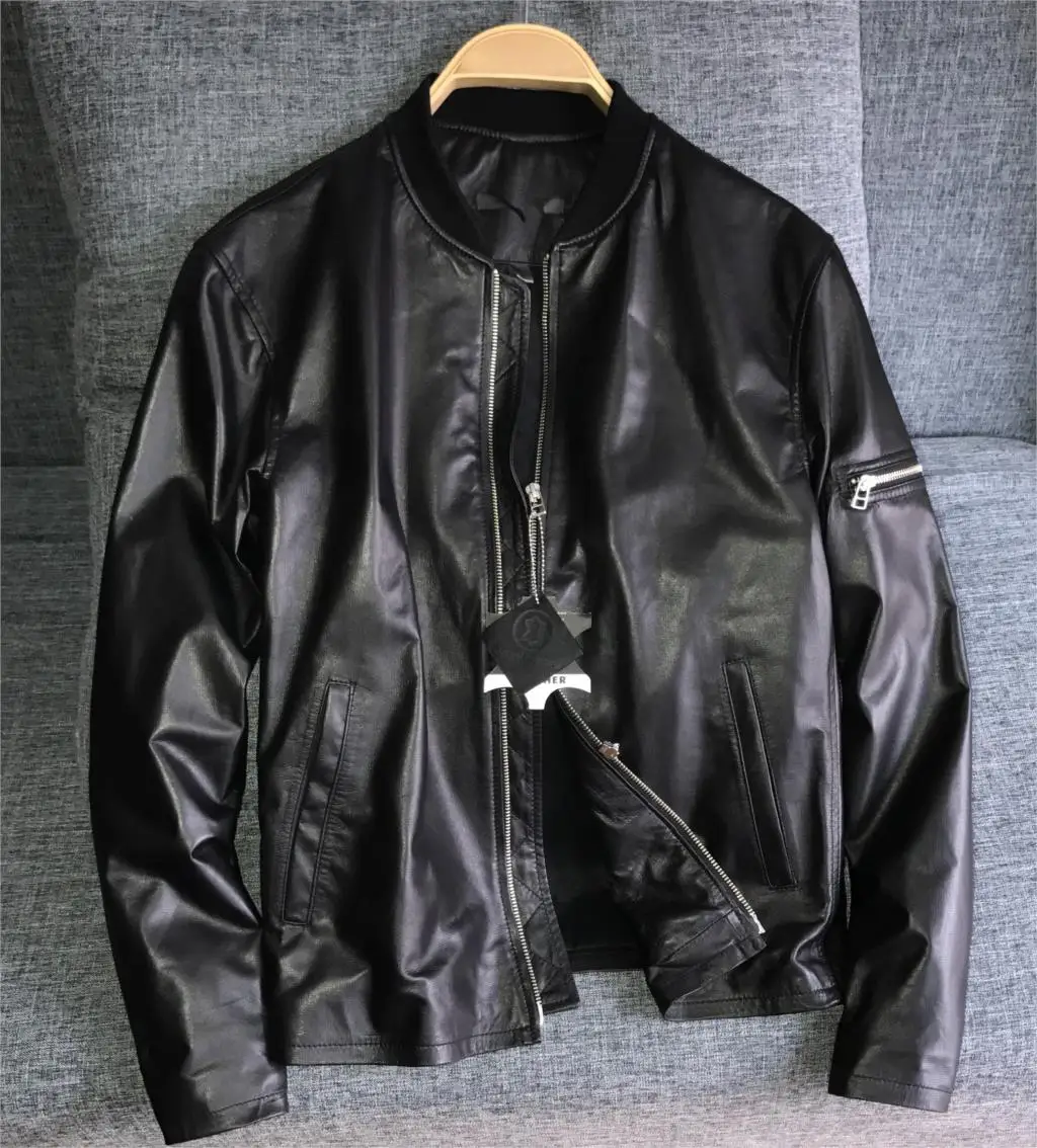 

Frivolous Fashion Layer Sheepskin Leather Really Male Head genuine leather jacket