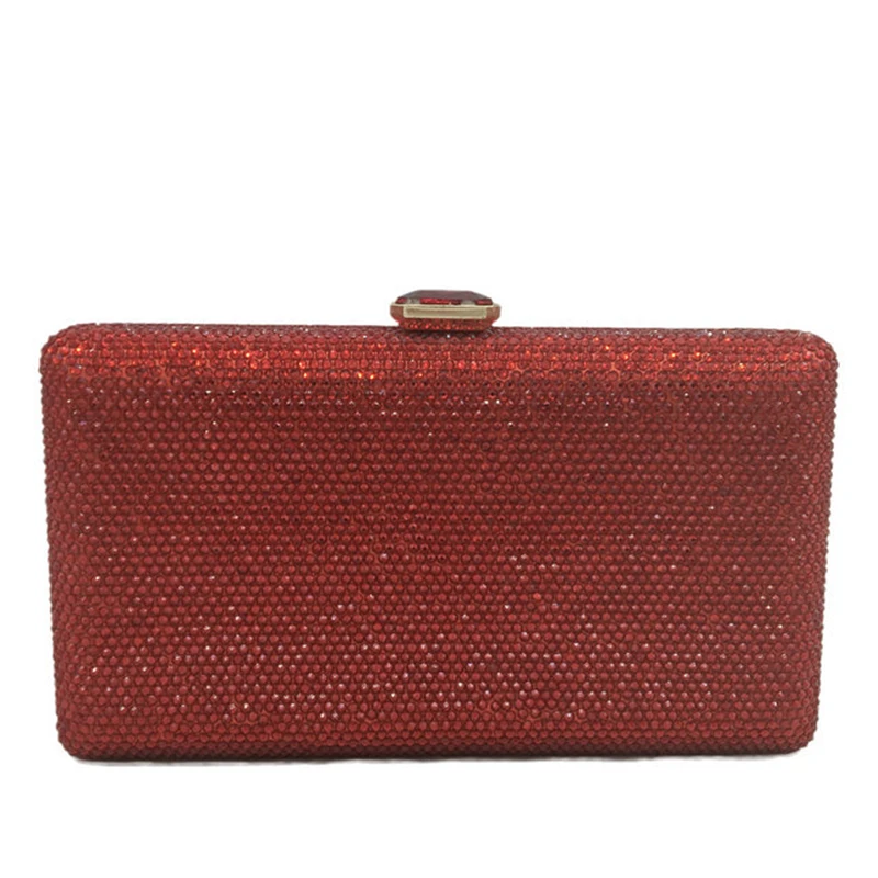 Ladies Wedding Cocktail Crystal Clutch Purses Wine Red Diamond Women Evening Bags Clutches Party Handbags