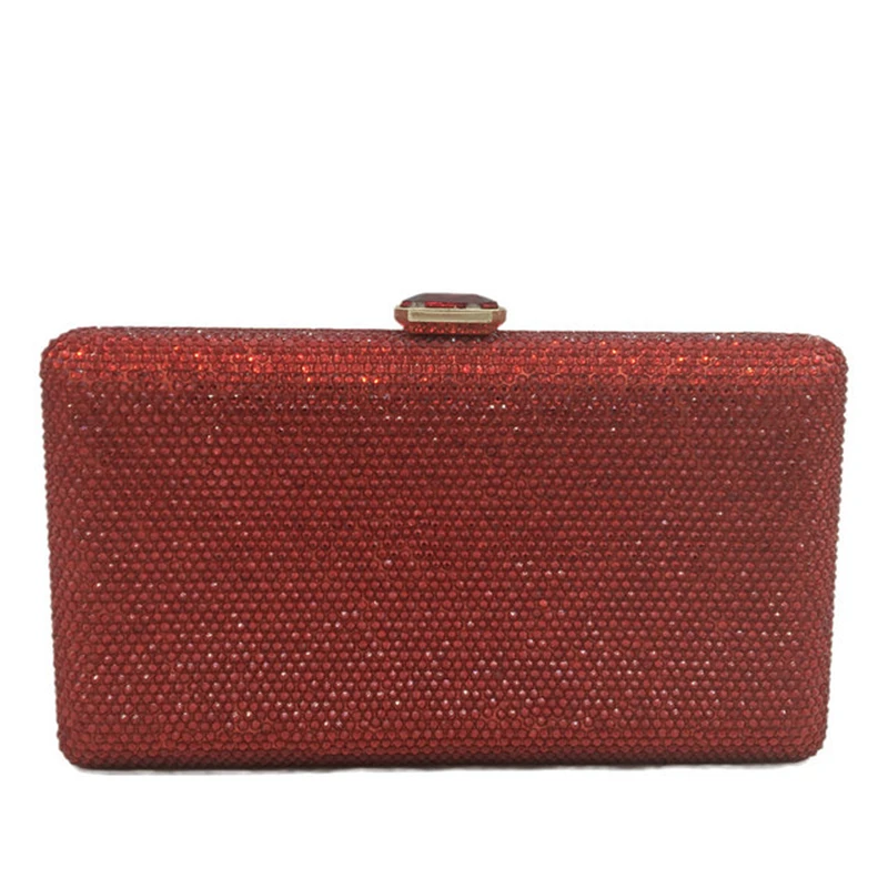 

Ladies Wedding Cocktail Crystal Clutch Purses Wine Red Diamond Women Evening Bags Clutches Party Handbags