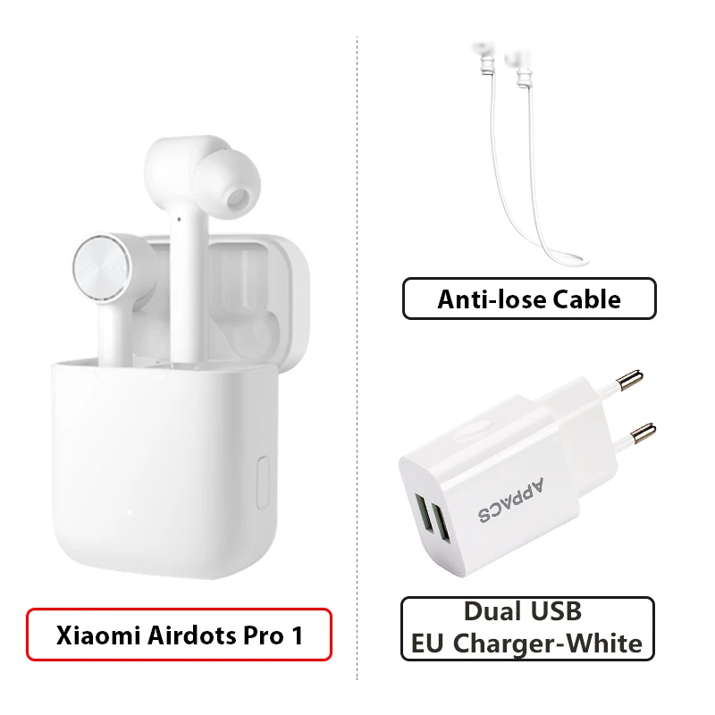 1Add Cable Charger Xiao mi Airdots Pro TWS беспроводные наушники mi True беспроводные Bluetooth наушники ANC переключатель ENC HD управление нажатием для IOS Android - Цвет: 1Add Cable Charger