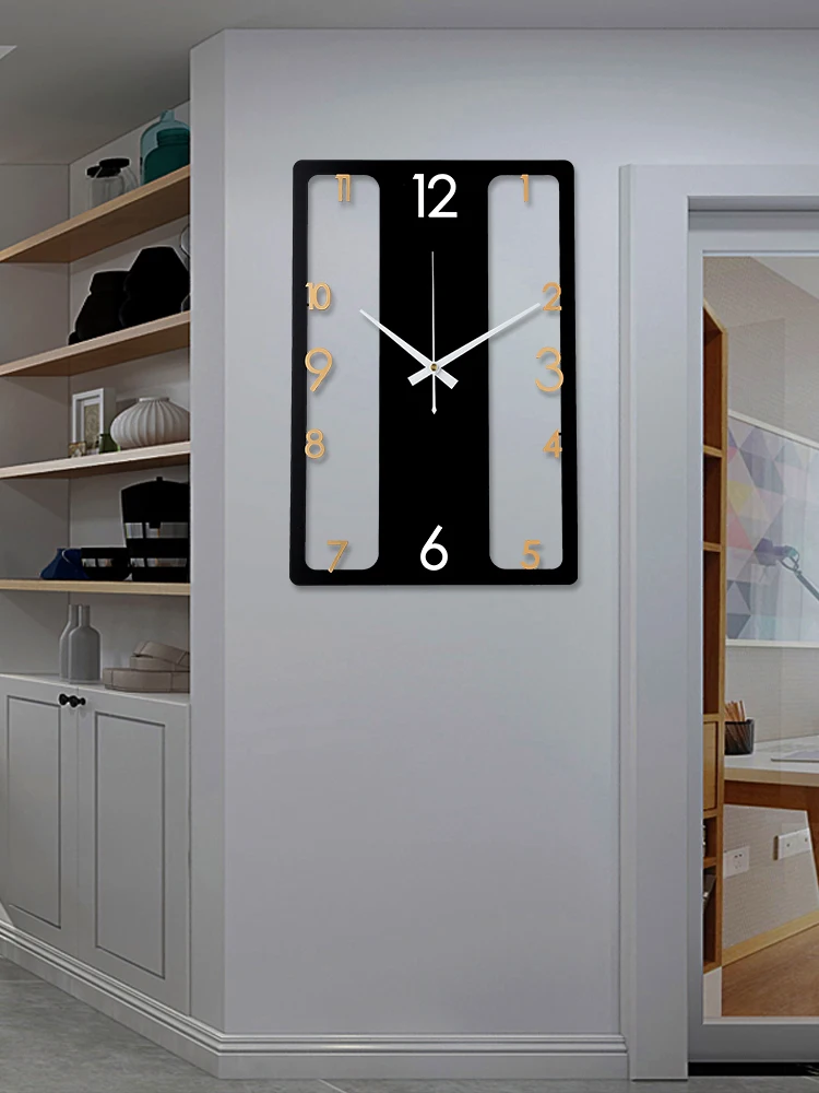 Большие черные настенные часы металлические для гостиной современный декор