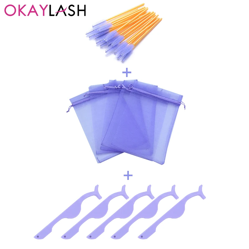 OKAYLASH 3 в 1 розовые фиолетовые синие Черные пинцеты для ресниц и кисти пакет