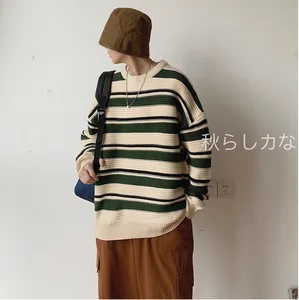 Новинка Осень-зима 2019 полосатая Ретро рубашка с круглым вырезом трендовая свободная Мужская Корейская версия свитера