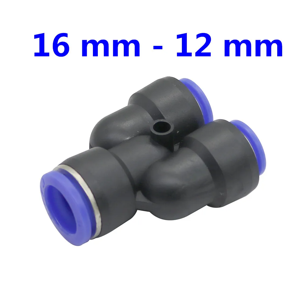 16mm-12mm Пневматическая трубка с 3 портами Y, 12 мм, 8 мм, 10 мм, 6 мм, 4 мм, 16 мм, пневматический соединитель, нажимной замок, быстрое соединение - Цвет: 16mm-12mm