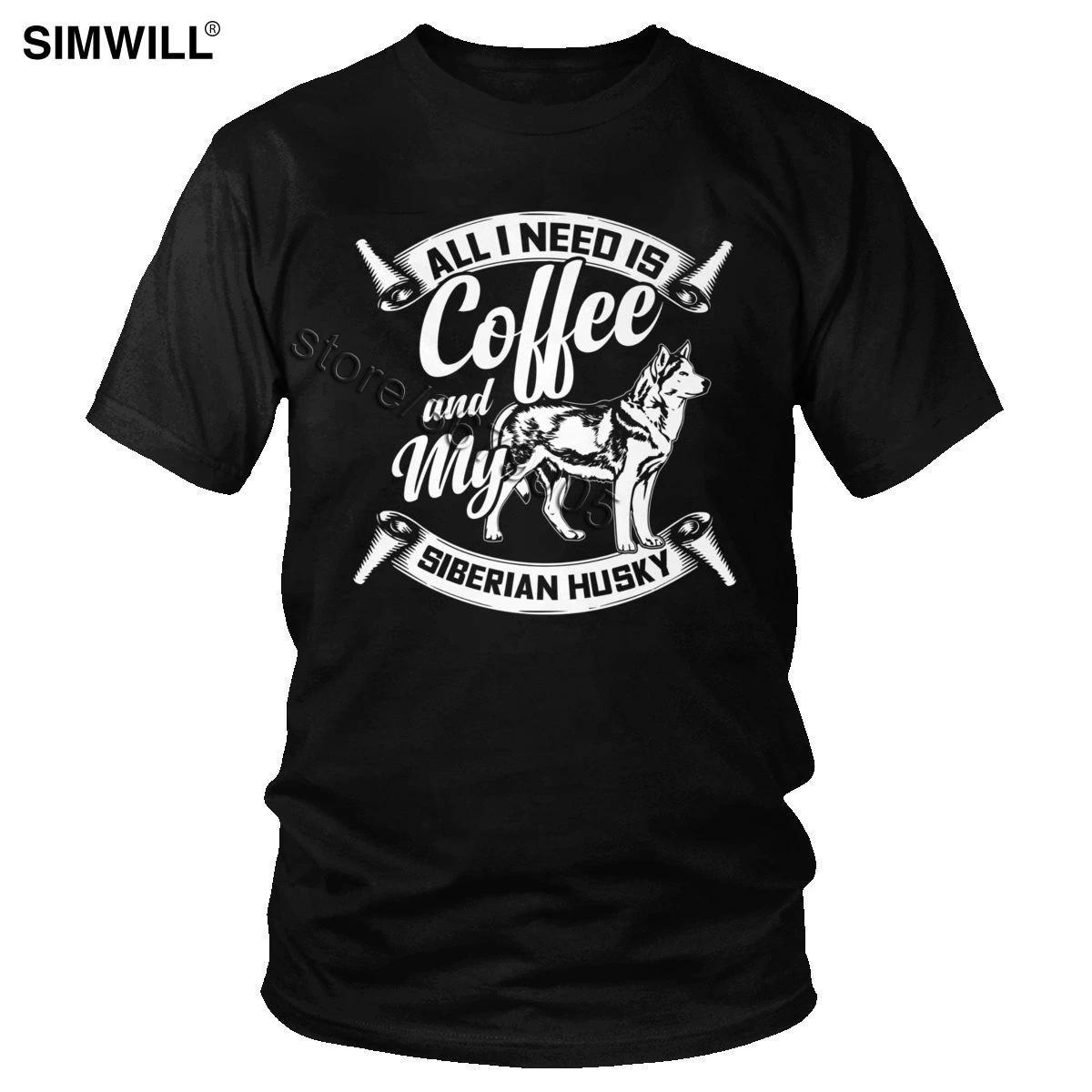 

All I Need Is Coffee And My Siberian Husky T shirt Tee Men Retro Short Sleeve Cotton Leisure T-shirt Crew Neck Dog Lover Tee Top