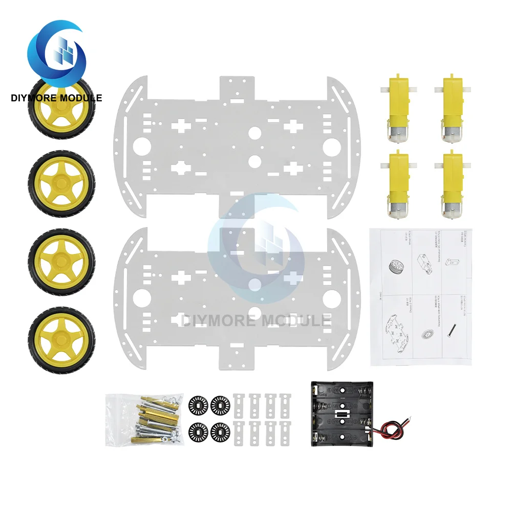 4WD Smart Car Kit RC Robotics Learning Electric Toys DIY Chassis Kits with Speed Encoder For Arduino | Электронные компоненты и