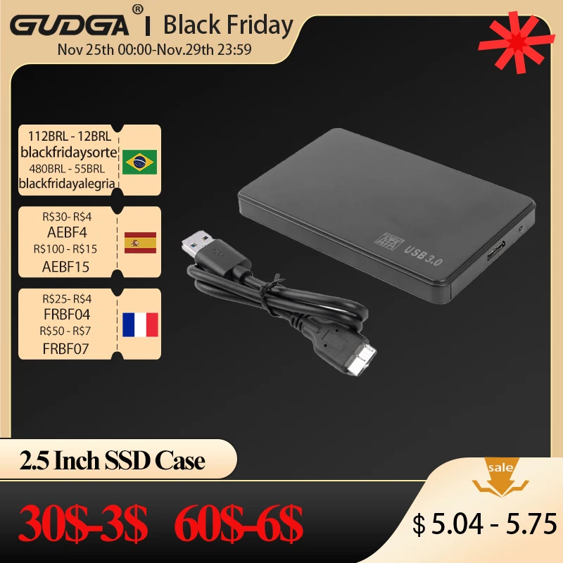 Внешний корпус GUDGA для жесткого диска 2,5 дюйма, USB к SATA, 5 Гбит/с, адаптер для ноутбука, настольного ПК, HD внешний корпус для жесткого диска корпус для ssd 2.5 корпус для hdd 2.5 type-c 2.5 внешний бокс box hdd