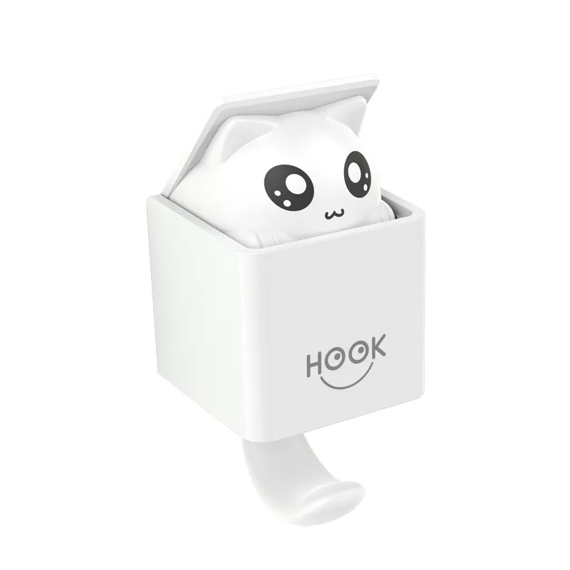 

Kitchen Wall Cute Cat Gravity Sensor Towel Hanging Key Holder Sticky Hooks Free Punching for Bathroom