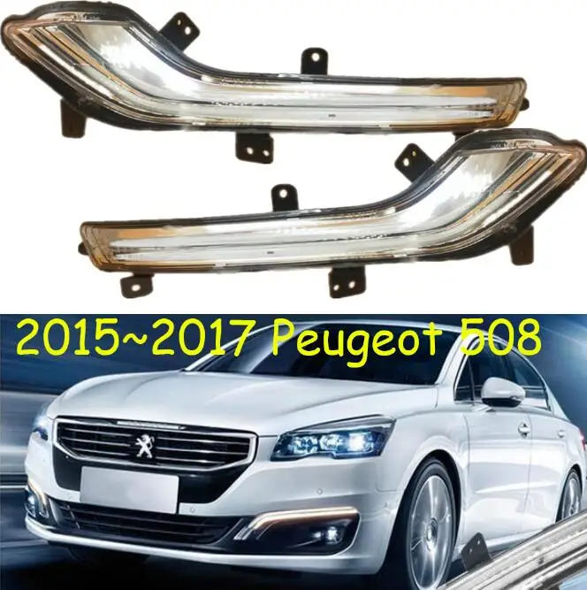 one pair 2pcs 1 шт.~ автомобильный bupmer головной светильник для peugeot 508 головной светильник автомобильные аксессуары светодиодный DRL противотуманный для peugeot 508 налобный фонарь - Цвет: one pair 2pcs