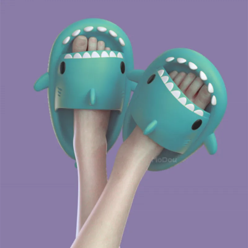 

2021 New Summer Slippers Lovely Shark Shape Slides Outdoor Women Shoes Kids Children Flip Flops Men Couples Cartoon Eva Sandals