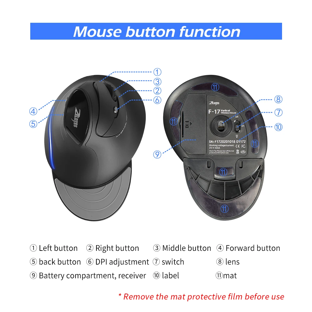 zelotes vertical mouse wireless gaming mouse ergonomic rgb optical mice battery power 2400 dpi 2 4g for pc laptop 6 buttons f 17 free global shipping