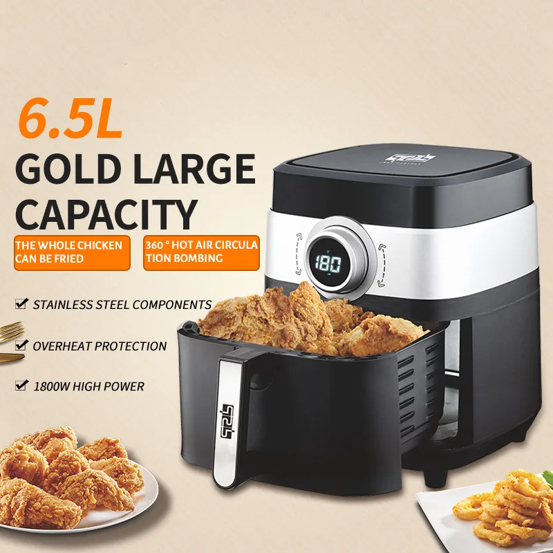 

Stainless Steel Liner 6.5L Air Fryer Health Electric Deep Fryer Toaster Without Oil Roast Convection Oven Chicken French Fries