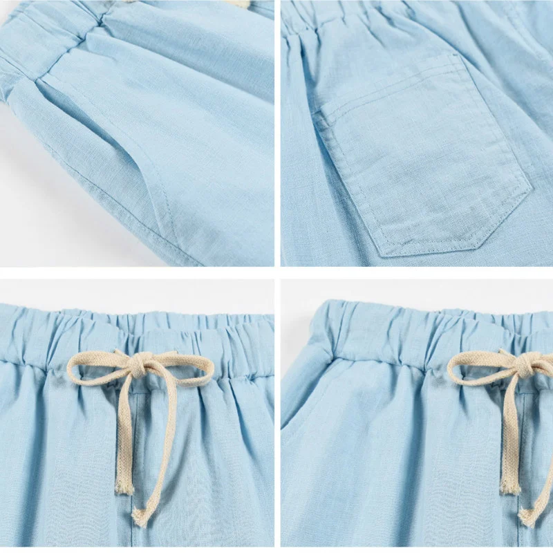 

Women's wide, plus size, elastic, casual, white, harem, pocket, female, flax