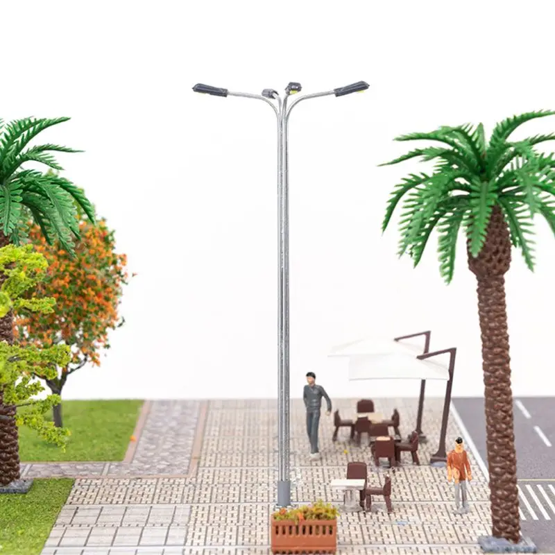 1:87/1:100 Scale Model 4 LED Luminous Street Lamp Lamppost Landscape Light DIY Train Decoration Sand Table |