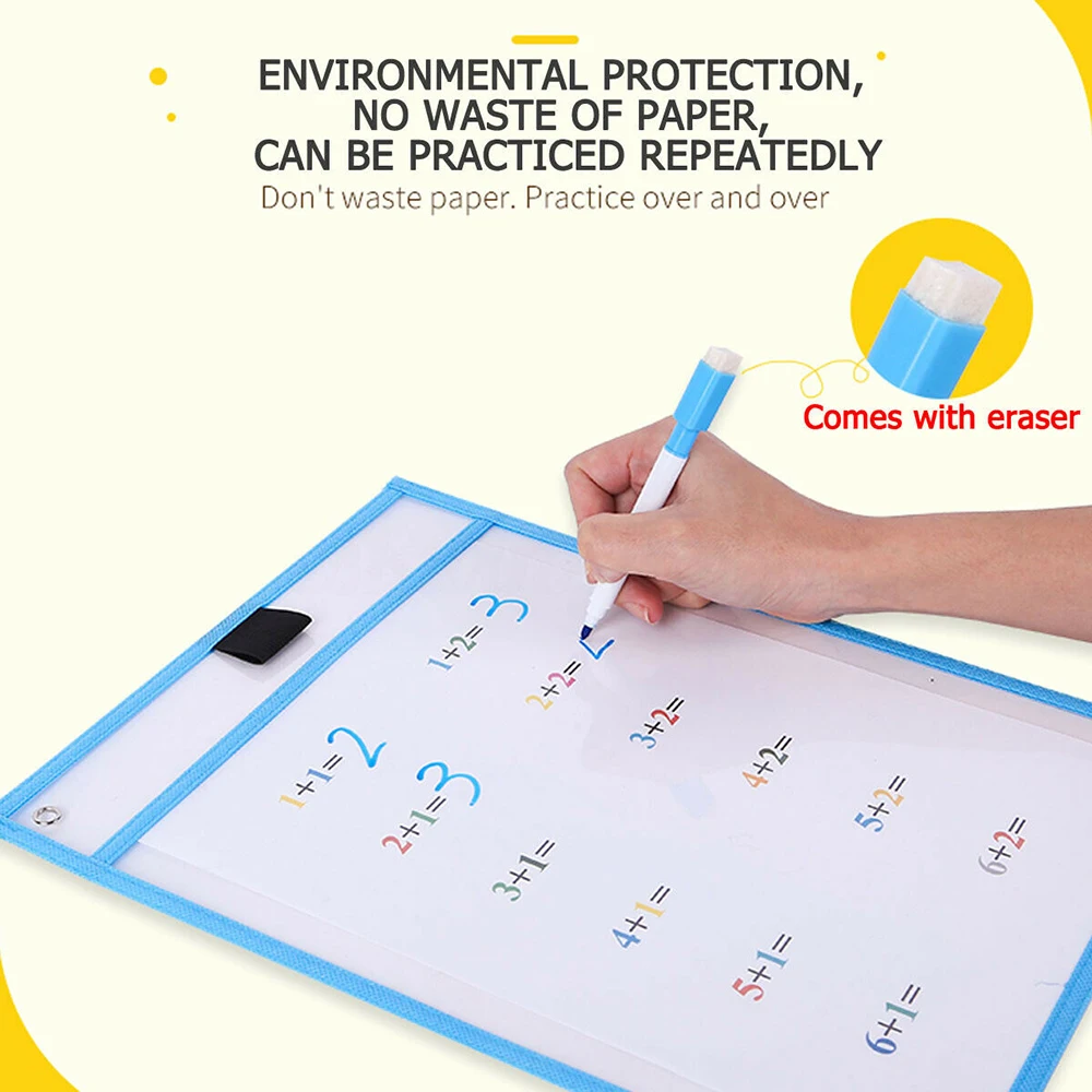 10 шт./компл. Многоразовые прозрачные карманы для стирания записи и протирки доска