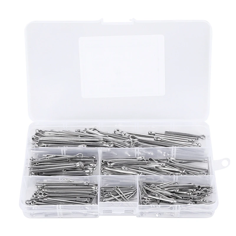 

Cotter Fixings Set,6 Sizes 304 Stainless Steel Cotter Pin Clip Key Fastener Fitting Assortment Kit(340 Pcs)