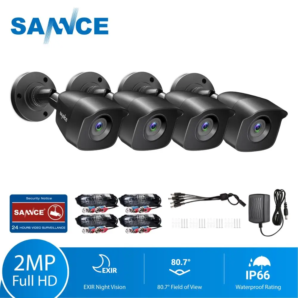 

SANNCE 1080P HD 2PCS 4PCS Outdoor Bullet Weatherproof TVI Cameras Home Video Security Cameras Kit CCTV Surveillance Smart IR Kit