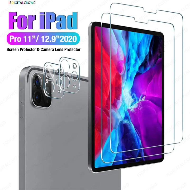 

Закаленное стекло 2 в 1 для Ipad Pro 11 12,9, Защитная пленка для экрана планшета и объектива задней камеры для Ipad Pro 12,9 11 2021 2020, защитная пленка