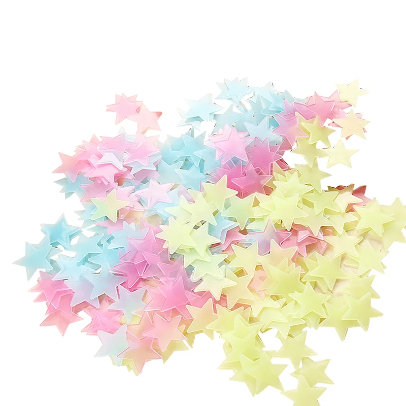 

100pcs Luminous Wall Stickers Glow In The Dark Stars Sticker Decals for Kids Baby rooms Colorful Fluorescent Stickers Home decor