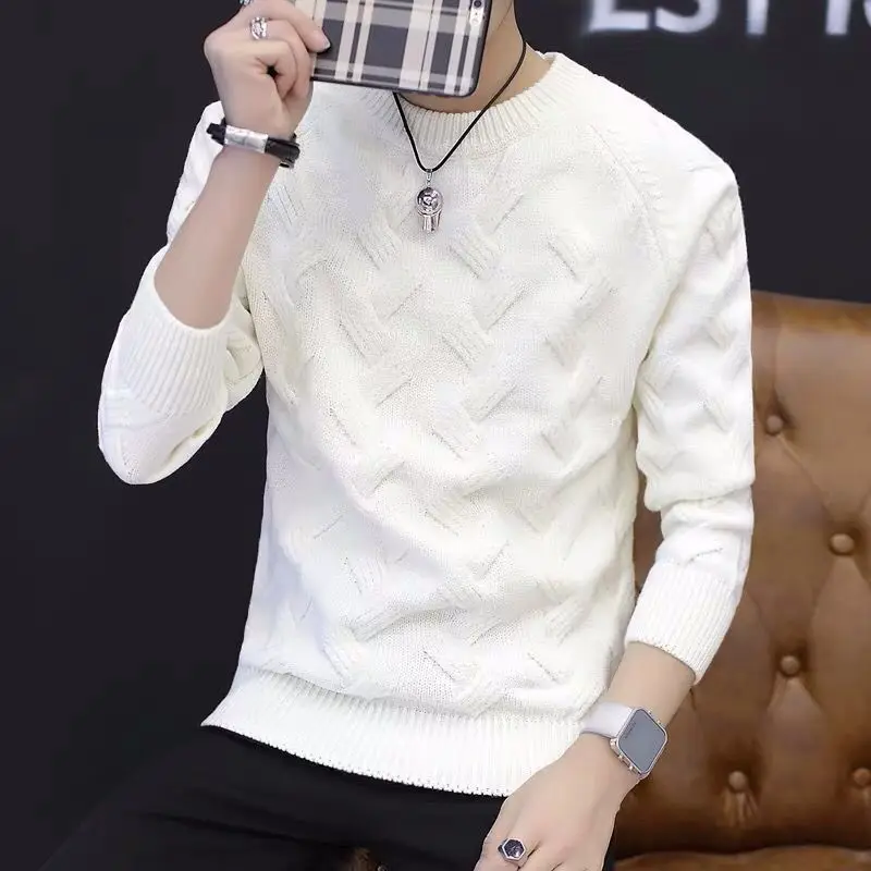 

Мужской Повседневный пуловер из мягкого хлопка, с круглым вырезом