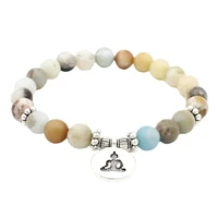 european and american original explosion style personalized 8mm frosted stone bracelet buddha bead lotus pendant yoga