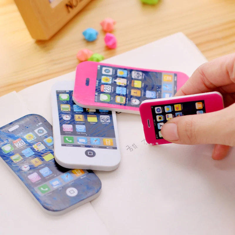

3Pcs Like Skin Elementary School Supplies Small Prize Brand New Cartoon Cute Eraser Mobile Phone Shape Korean Version Creative