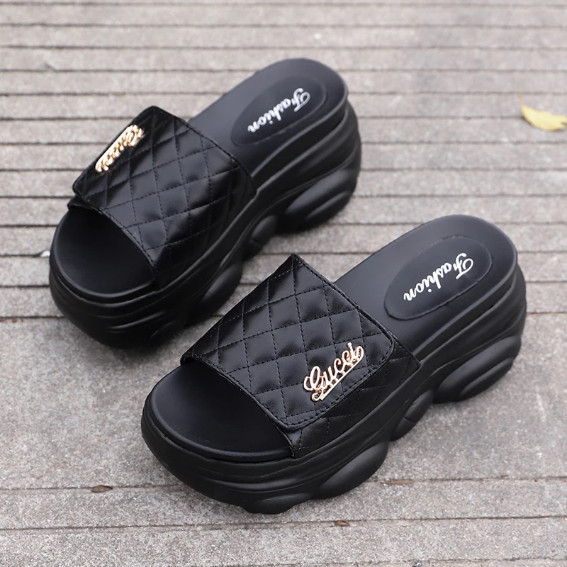 Сандалии женские на платформе 8 см босоножки танкетке Нескользящие кожаные