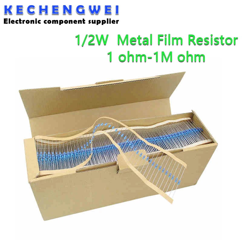 

50pcs 1/2W Metal film resistor 1R~2.2M 100R 220R 330R 1K 1.5K 2.2K 3.3K 4.7K 10K 22K 47K 100K 100 220 330 1K5 2K2 3K3 4K7 ohm