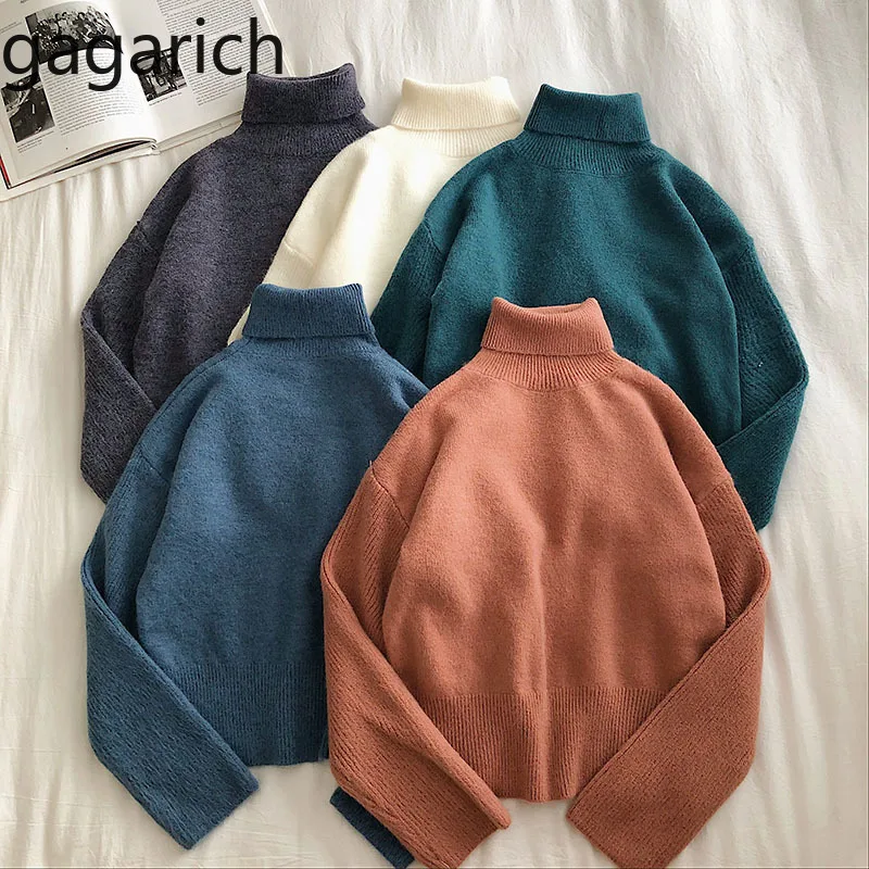 Gagarich Casual Sweater Solid High Collar Pullover Women Winter 2020 New Korean Thick Student Loose Versatile Knit Top | Женская одежда