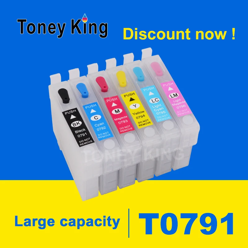 Toney King T0791 многоразовый чернильный картридж для принтера Epson Stylus Photo 1400 1500W P50 Artisan