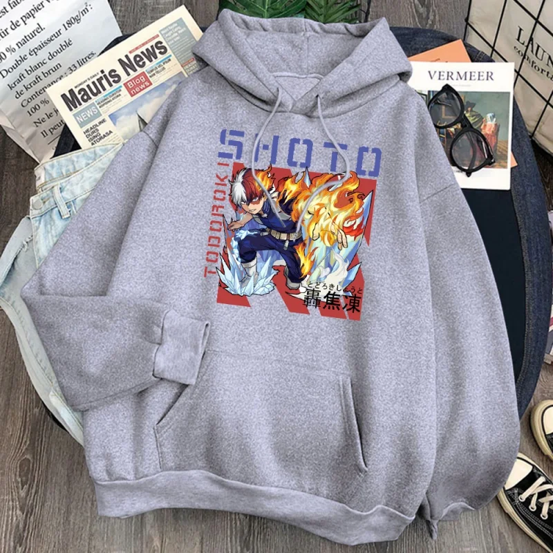 

Moletom com capuz estampado masculino, estampa de meu herói academia todoroki sapato, moletom casual folgado com capuz, gola re.