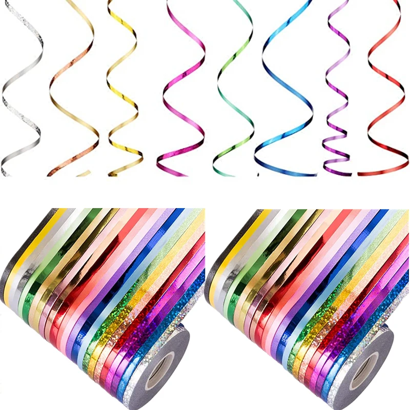 

10M Foil Balloons Laser Curling Ribbon New Satin Ribbons Decor Kids Toys Wedding Birthday Party For Gift Bag Packing Supplies