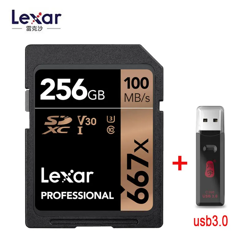 Lexar Профессиональный 667x SDXC UHS-I 64 Гб 128 ГБ 256 ГБ карты до 100 МБ/с. читать с возможностью поворота на 90 МБ/с. записи высокоскоростной Камера