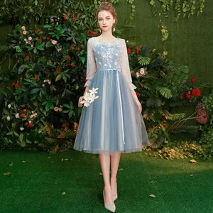 Женское платье подружки невесты It's Yiiya, Элегантное свадебное платье с длинным рукавом и круглым вырезом, длиной до колена, 2020