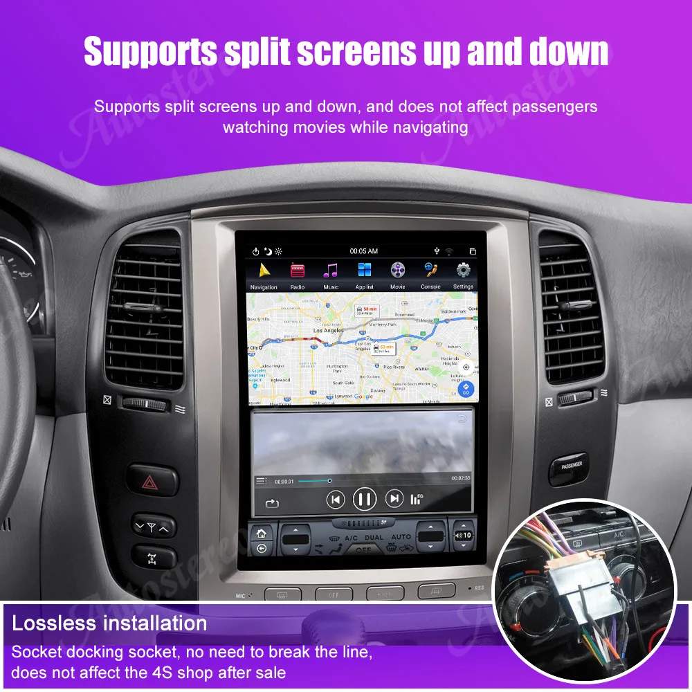 Android Автомобильный gps навигатор для TOYOTA LAND CRUISER LC100 03 головное устройство Мультимедиа Радио магнитофон без DVD плеера 4K Tesla стиль