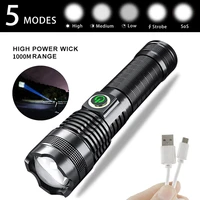 5000mah powerful flashlight xhp160 2 led xhp50 2 waterproof ipx6 zoom torch 5modes usb rechargeable lamp use 1865026650 battery