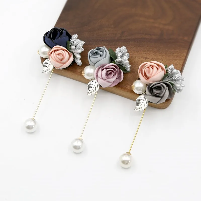 Брошь в виде цветка ручной работы бутоньерка роза палочки броши для одежды