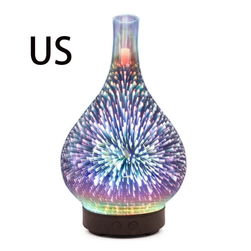 

Essential Oil Diffuser Humidifier 100ML Glass Aromatherpy Diffusers 7 Color LED Lights Changing for Home Bedroom Office