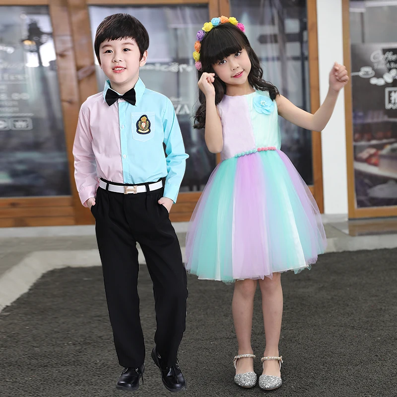 2020 New Brother Sister Matching Clothing Sets Spring Summer Striped Rainbow Family Shirts Girls Unicorn Dress 4T-18T | Детская одежда