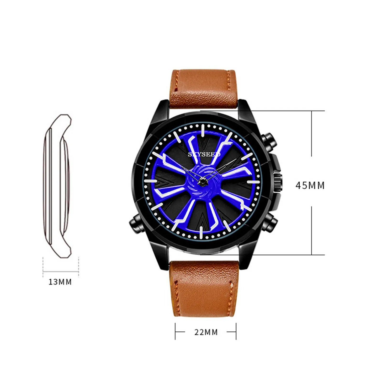 

Men's Wrist Watches Fashion Business Waterproof Quartz Watch Creative Rolling Dial Leather Strap orologio uomo smart watch 30#