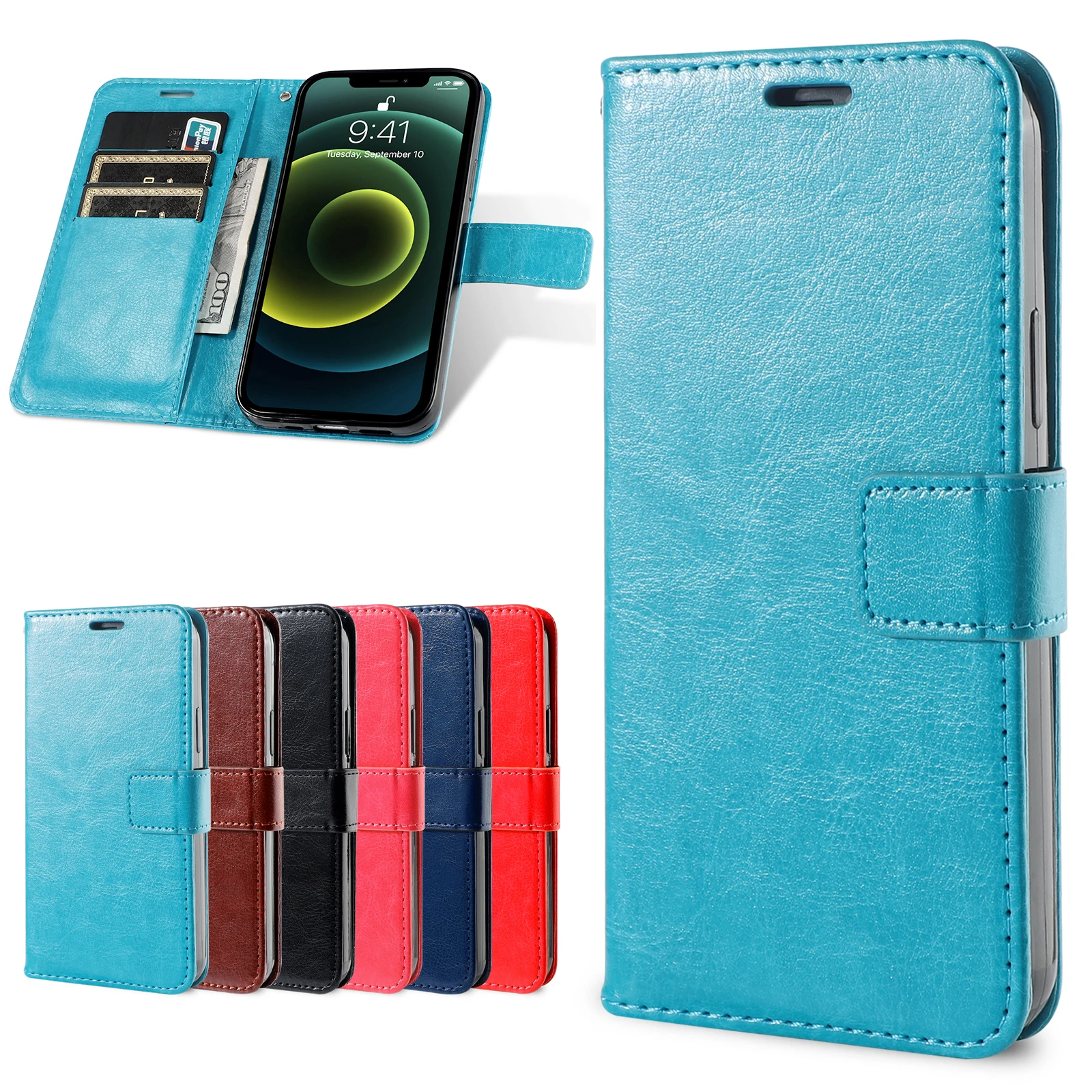 

Leather Wallet Case for Samsung A10 A20 A30 A40 A50 A60 A70 M12 M20 M21 M30 M31 M32 M51 M52 Luxury Flip Cover Card Slot Buckle