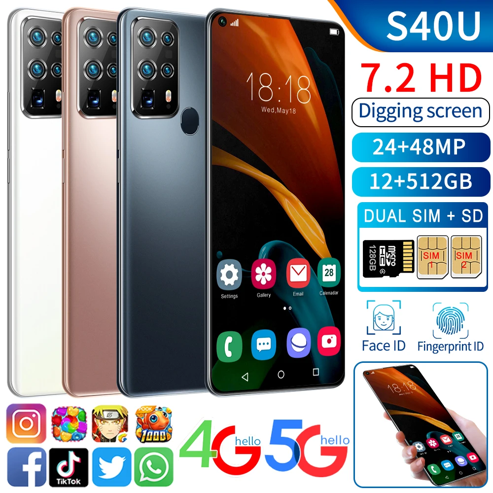 

The new global version S40U 7.2-inch smartphone 12 + 512GB 5800mAh Heart MTK 6889 supports face recognition network mobile phone