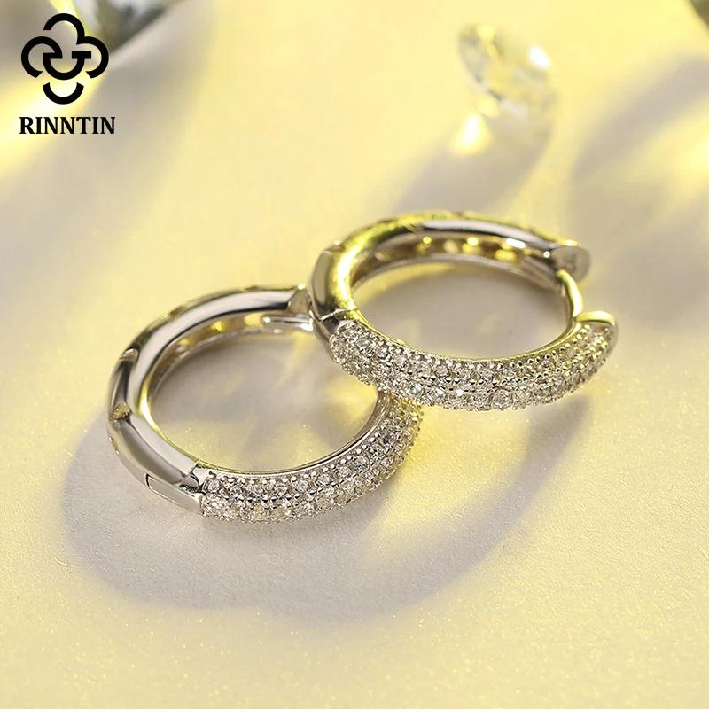 Женские серьги кольца из серебра 925 пробы с фианитом|hoop earrings|earrings forearrings for party |