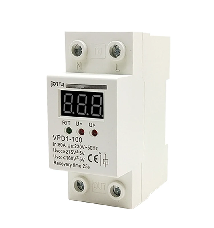 80A 220V автоматическое переподключение от перенапряжения и защиты от перенапряжения защитное устройство реле с вольтметром монитор напряжения